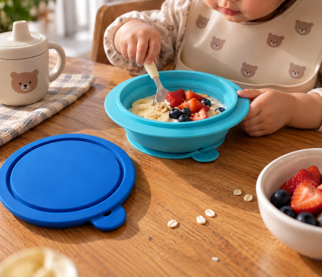 Simply Kids Baby Bowl with Lid – Teal & Blue