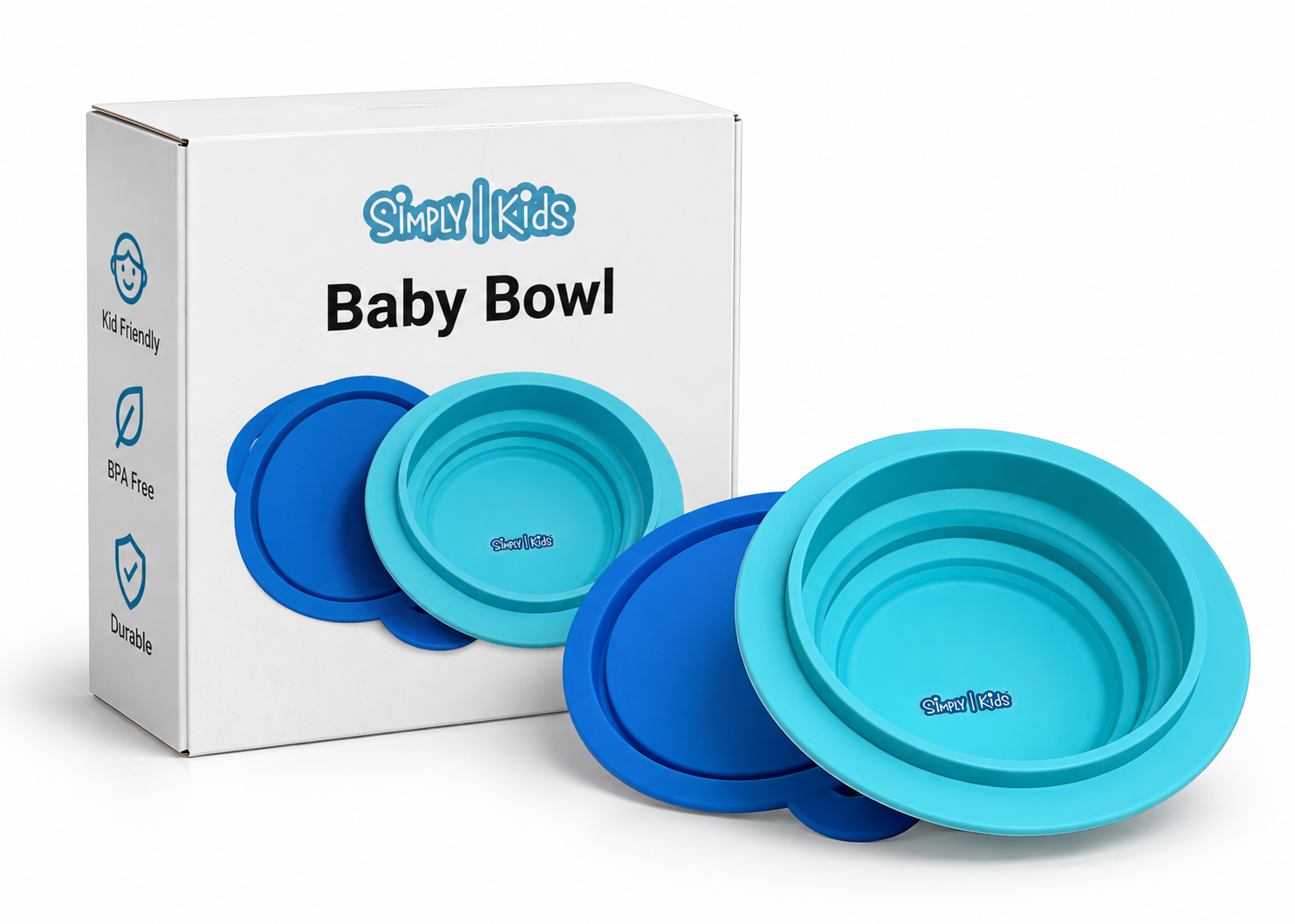 Simply Kids Baby Bowl with Lid – Teal & Blue