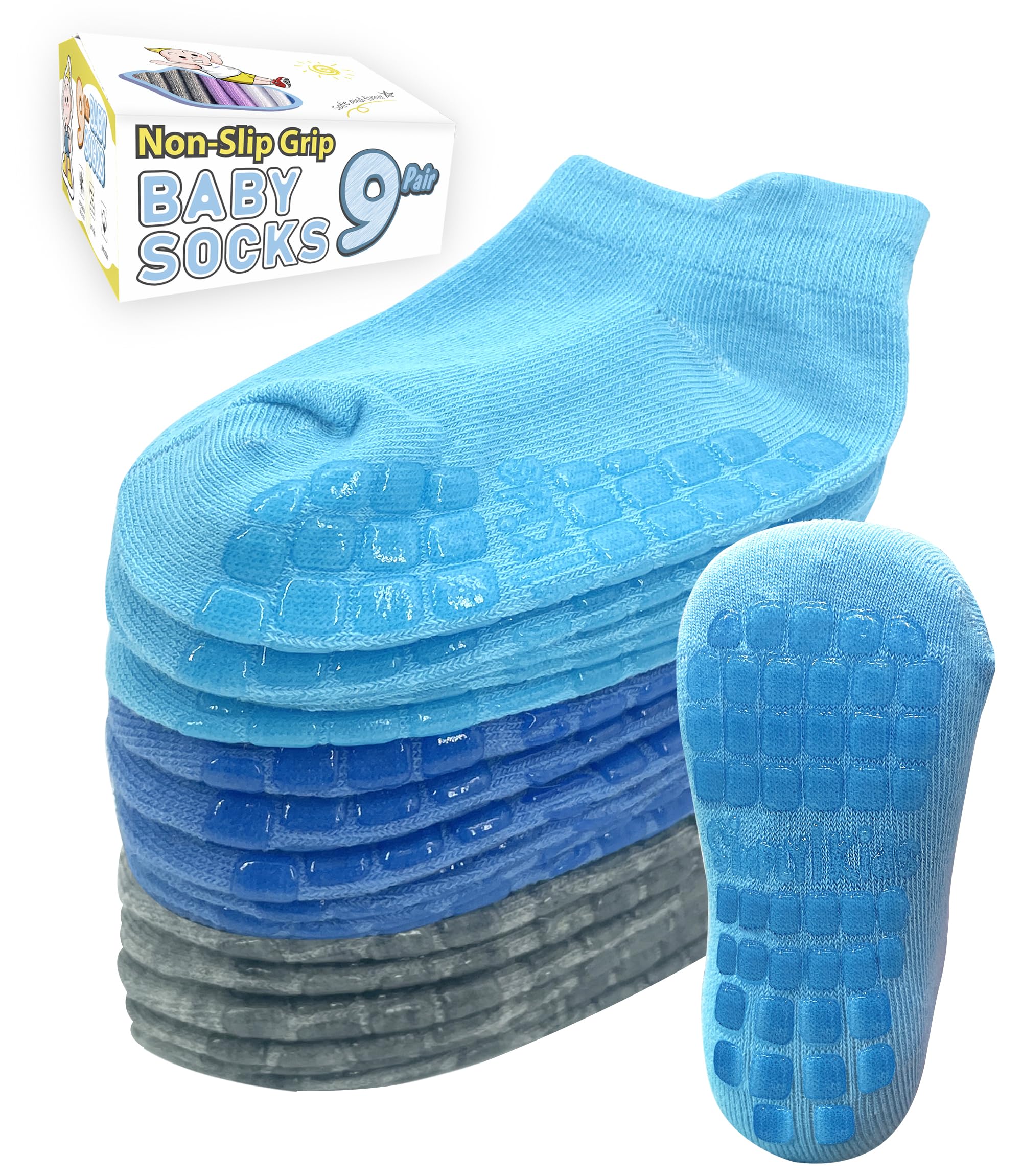 Baby Non-Slip Ankle Socks – Superior Grip, Soft Cotton, for Active Toddler Girls & Boys (Ages 0-7)