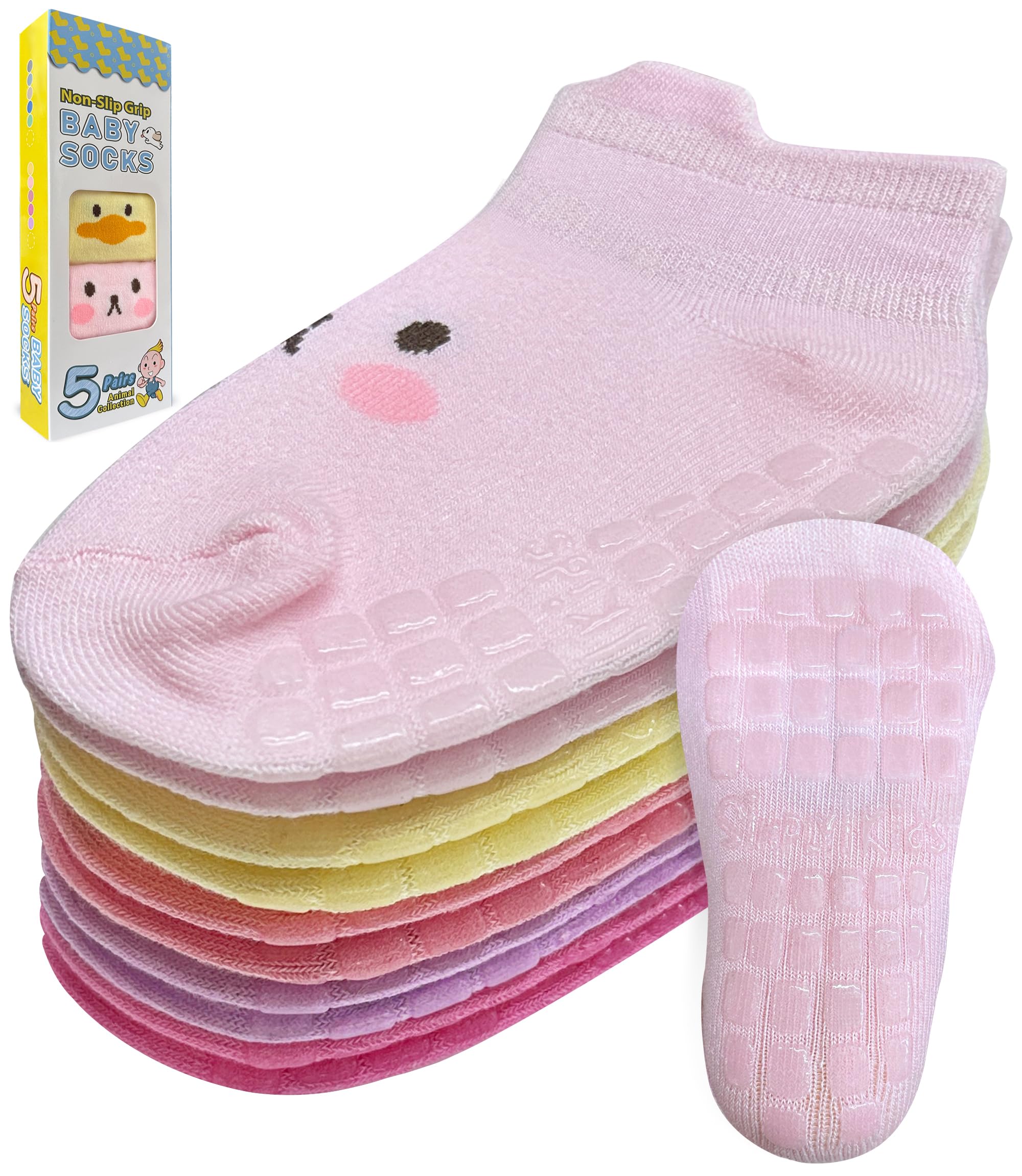 Baby Non-Slip Ankle Socks – Superior Grip, Soft Cotton, for Active Toddler Girls & Boys (Ages 0-7)