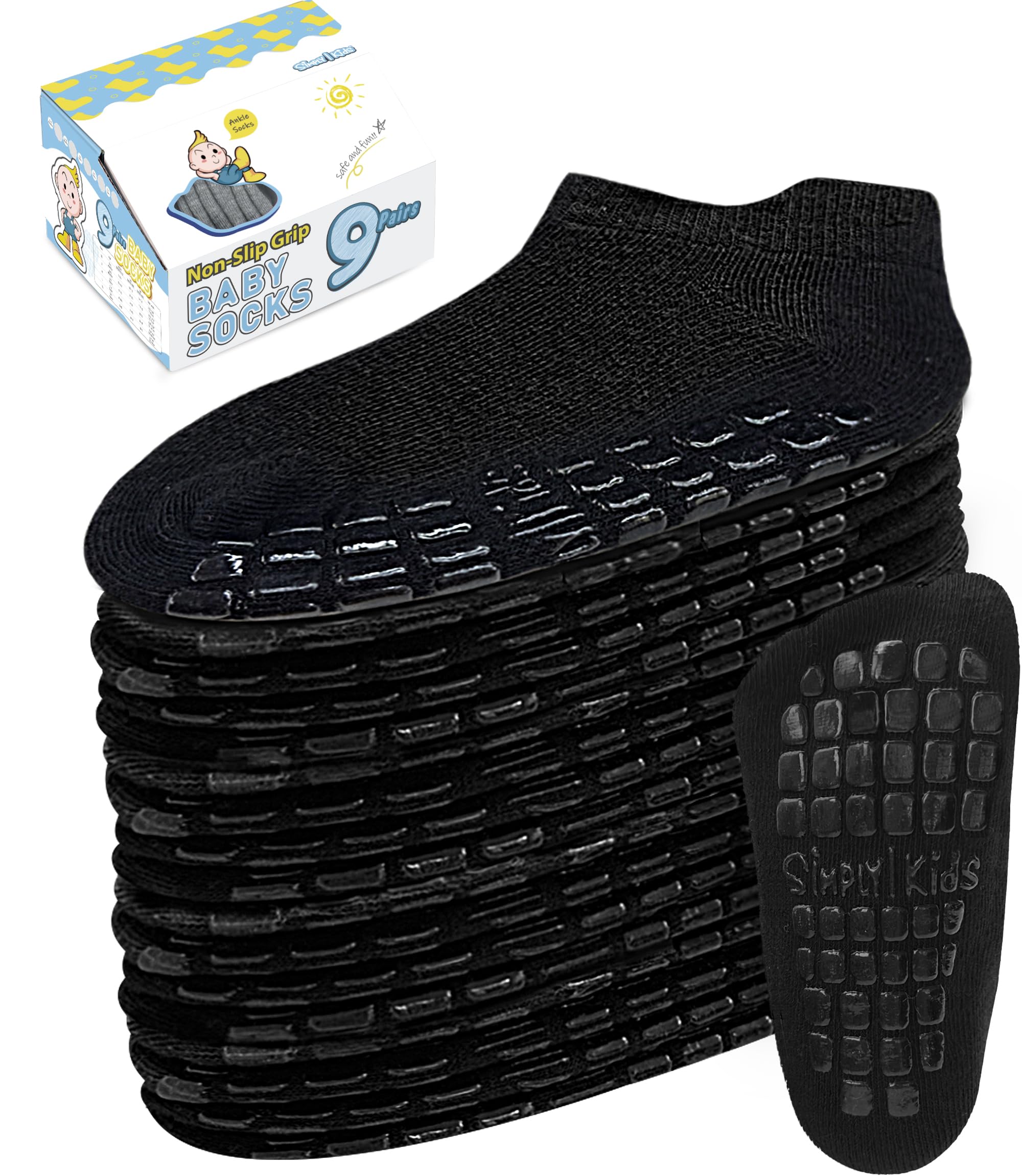 Baby Non-Slip Ankle Socks – Superior Grip, Soft Cotton, for Active Toddler Girls & Boys (Ages 0-7)