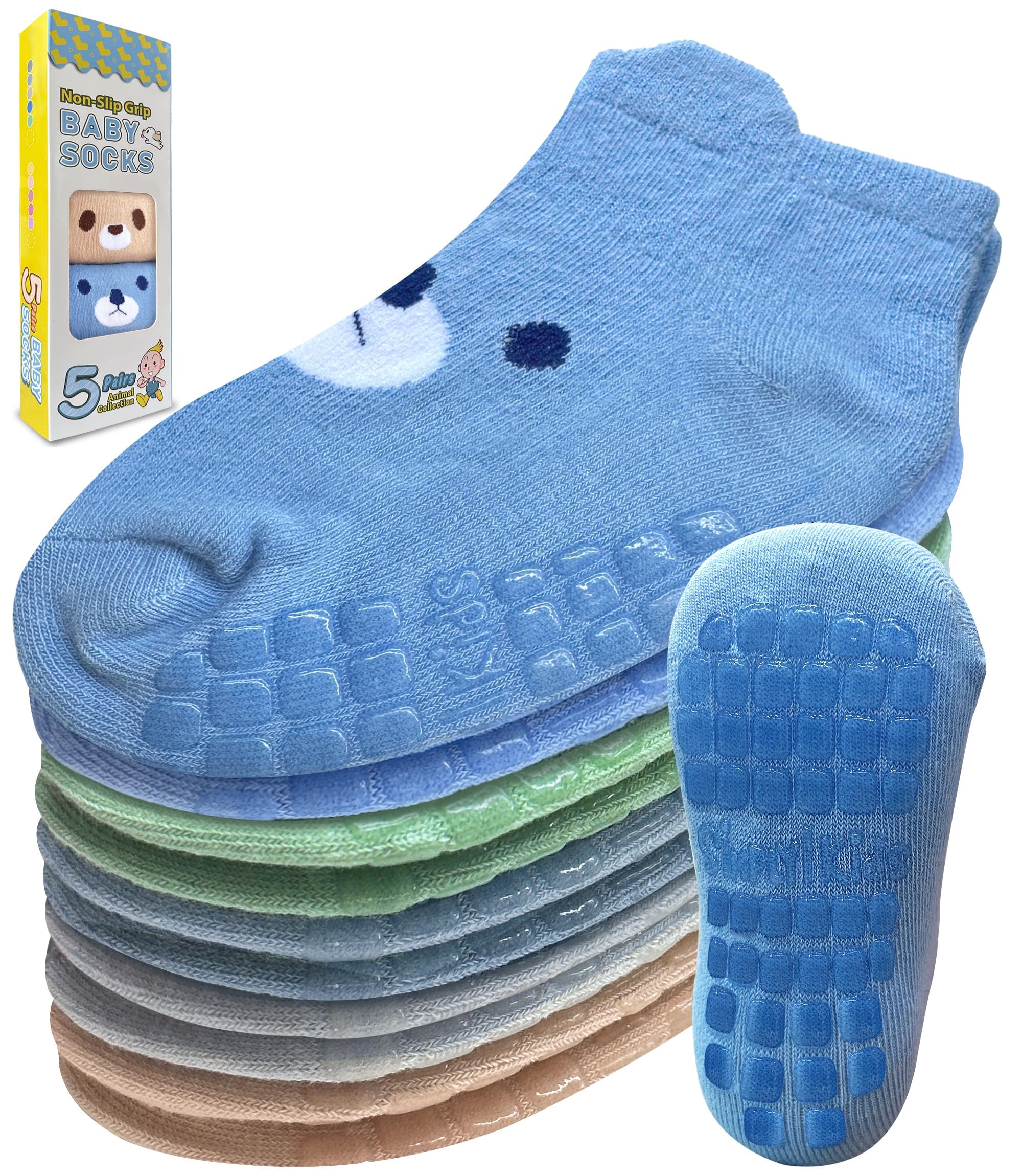 Baby Non-Slip Ankle Socks – Superior Grip, Soft Cotton, for Active Toddler Girls & Boys (Ages 0-7)
