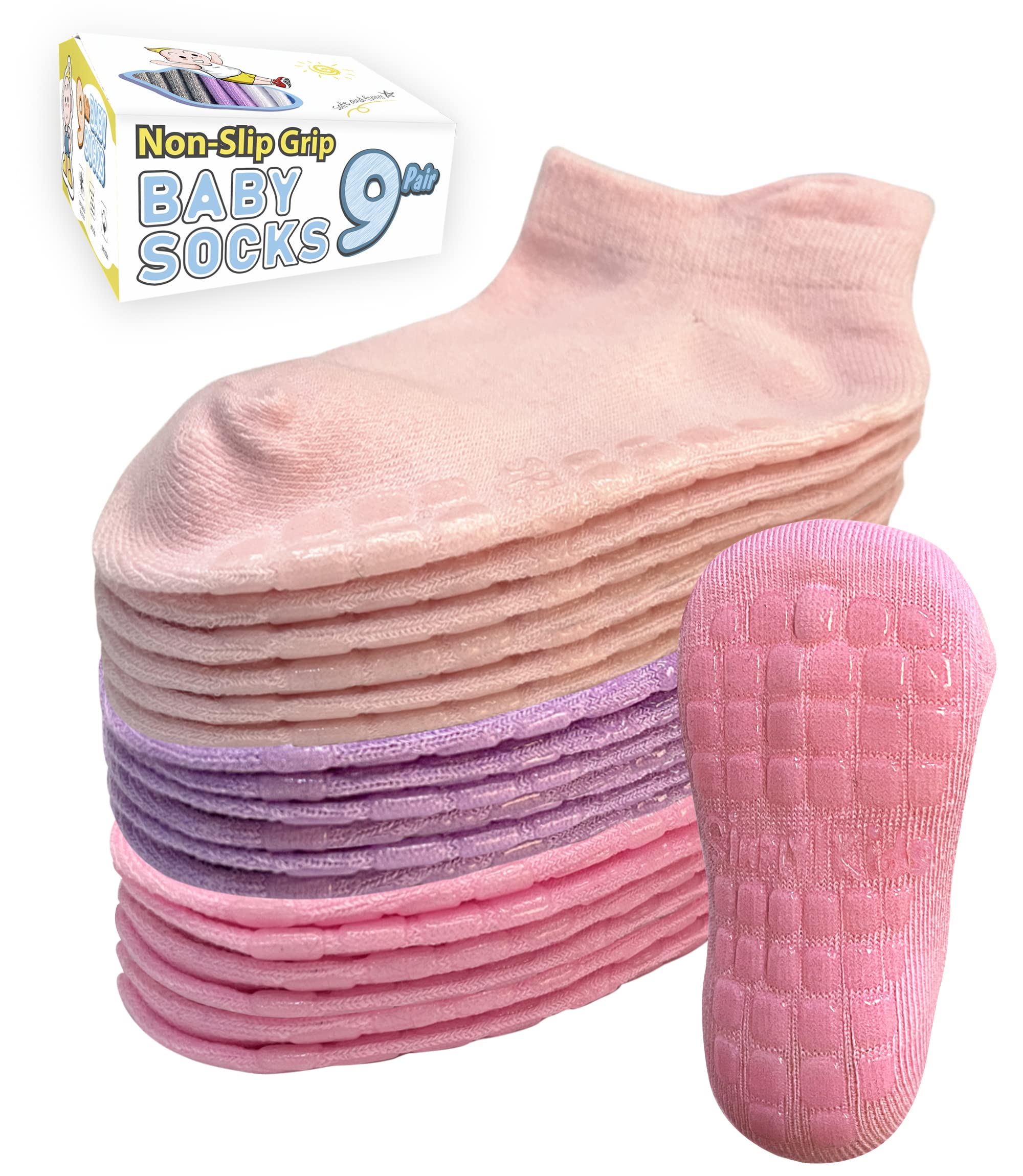 Baby Non-Slip Ankle Socks – Superior Grip, Soft Cotton, for Active Toddler Girls & Boys (Ages 0-7)