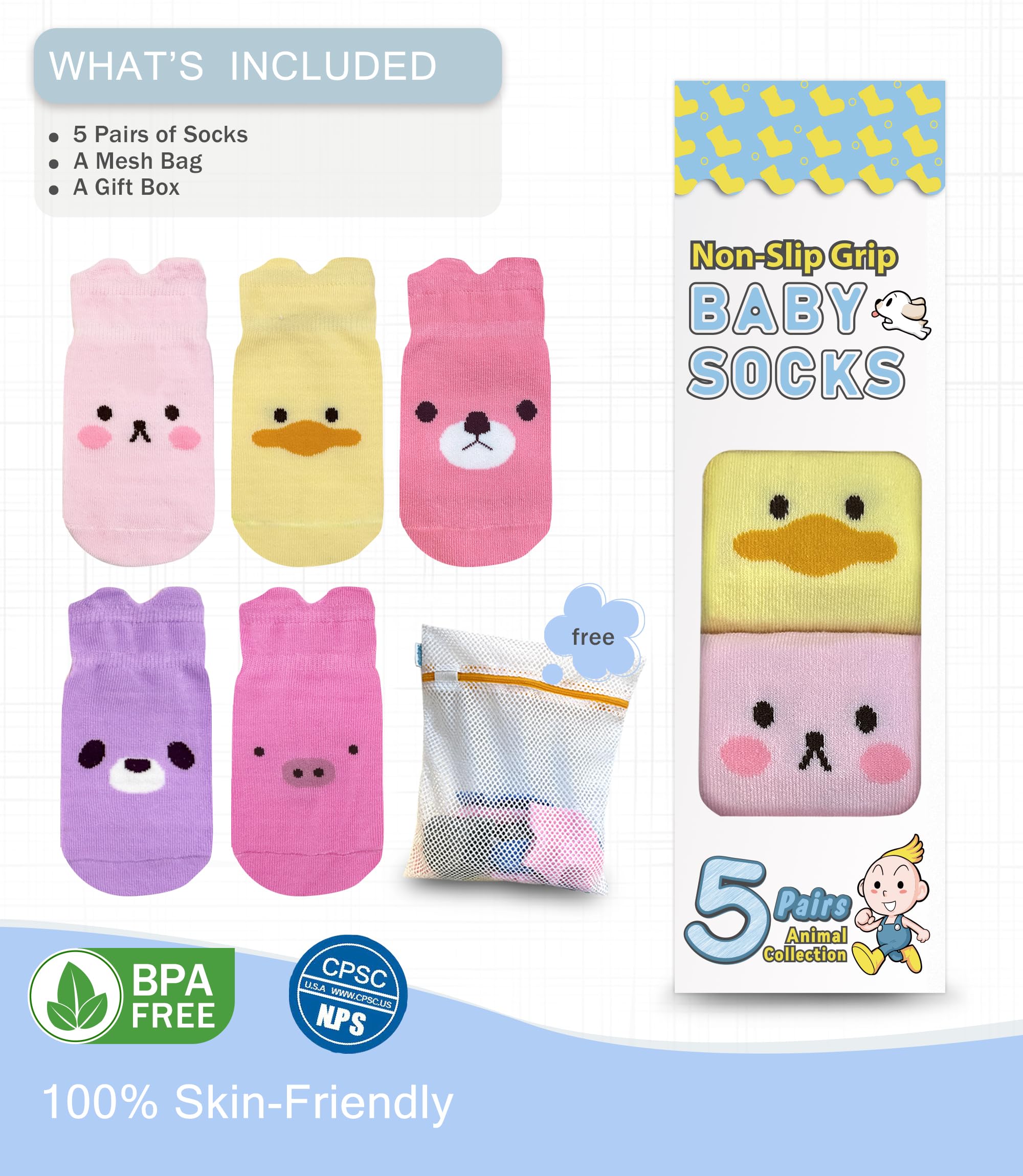 Baby Non-Slip Ankle Socks – Superior Grip, Soft Cotton, for Active Toddler Girls & Boys (Ages 0-7)