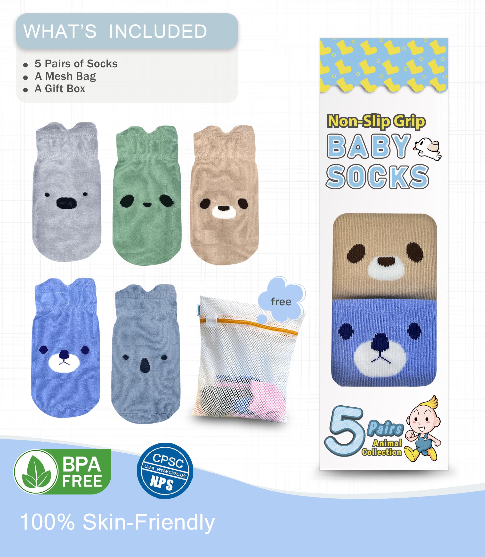 Baby Non-Slip Ankle Socks – Superior Grip, Soft Cotton, for Active Toddler Girls & Boys (Ages 0-7)