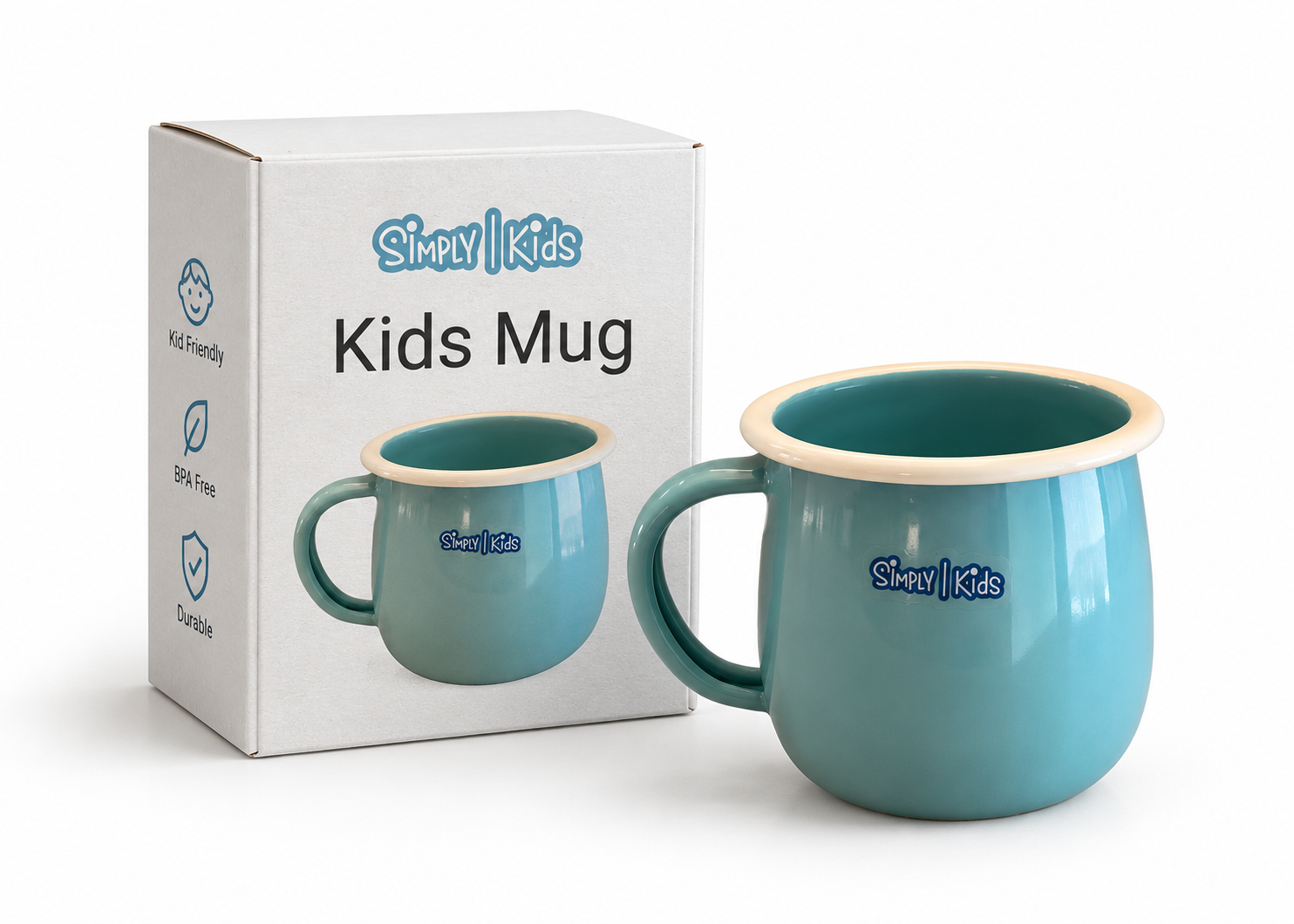 Simply Kids Mug – Teal with Cream-Colored Rim