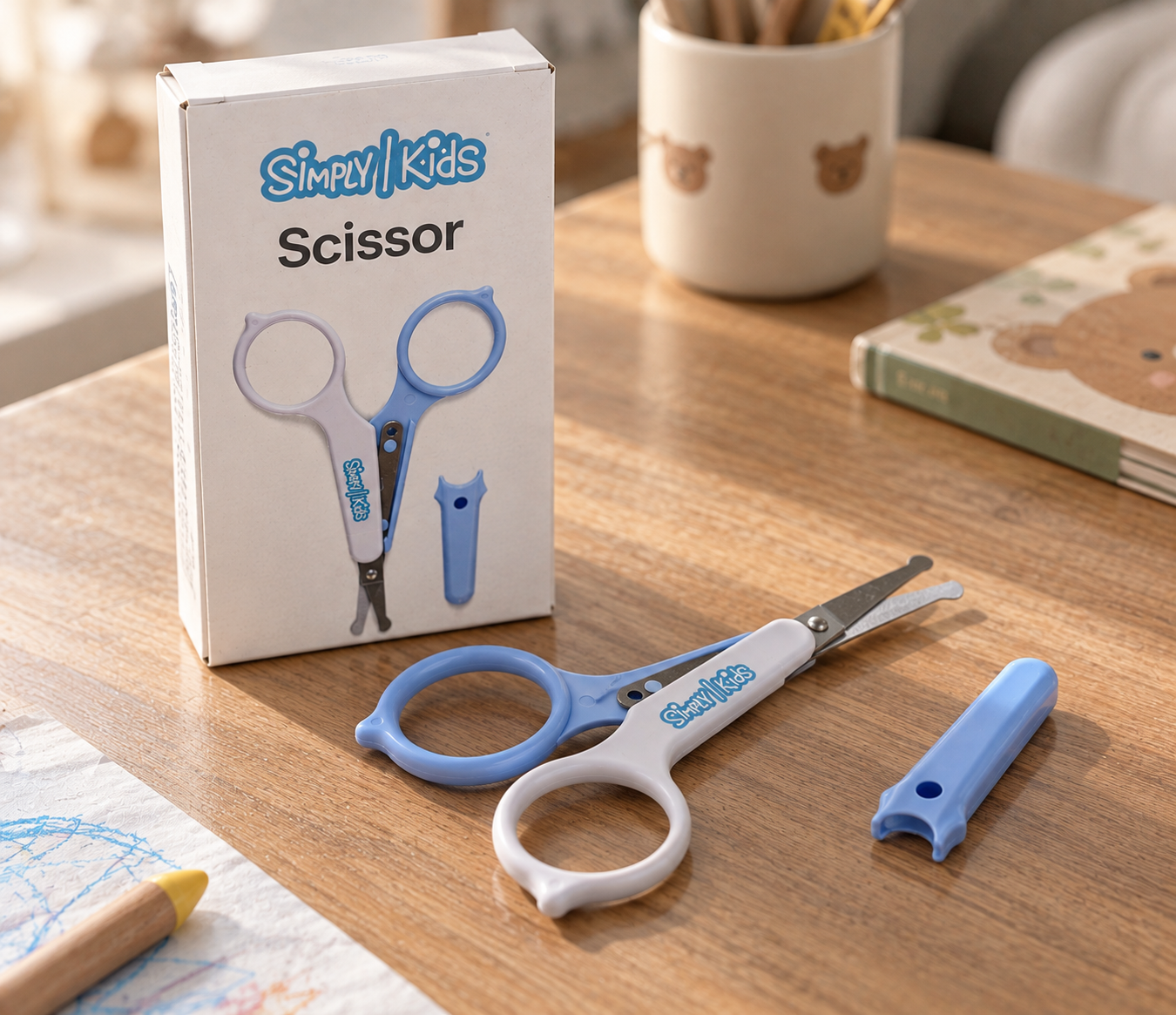 Simply Kids Safety Scissors with Blade Cover – Lavender & White