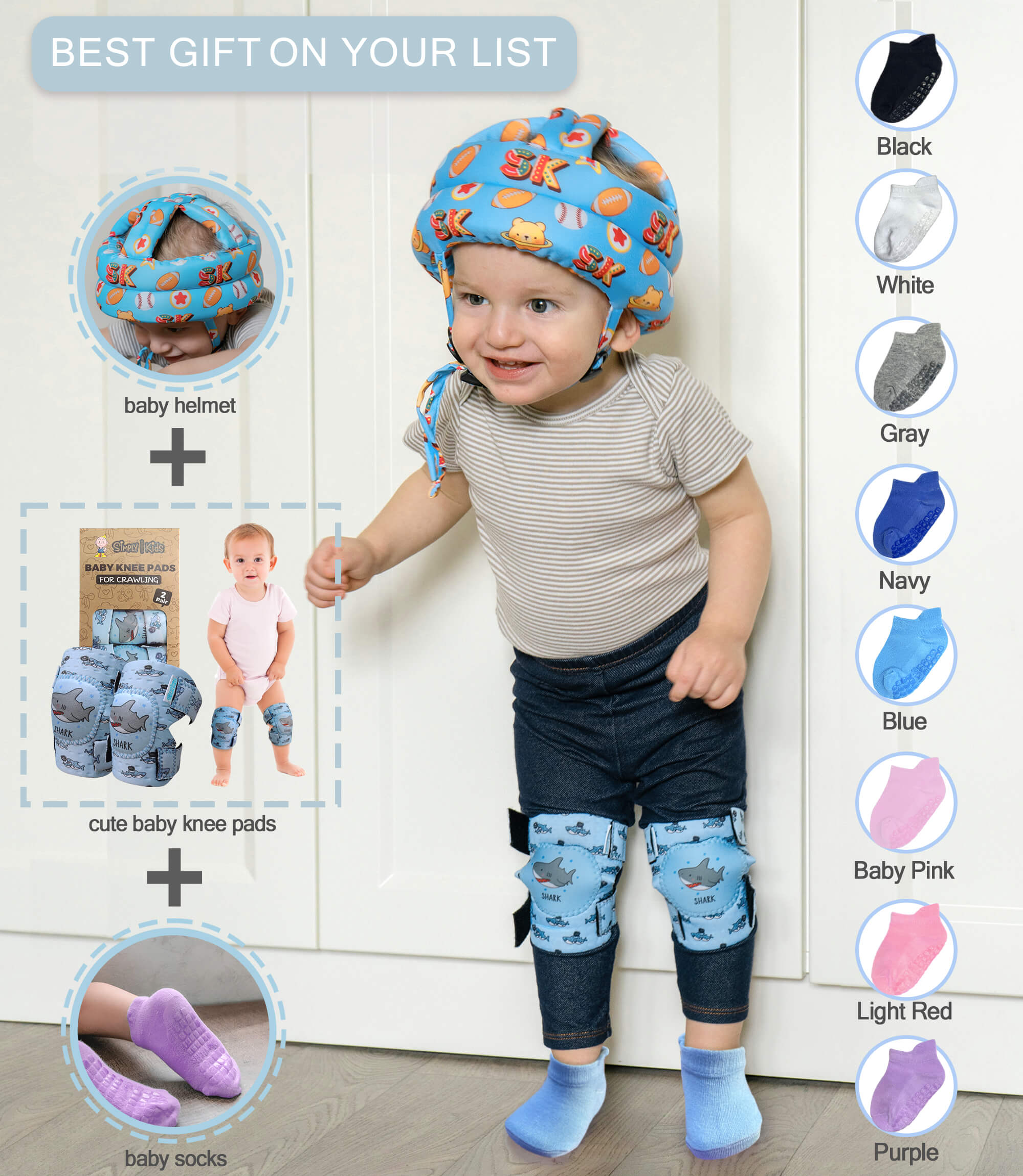 (Assorted)Toddler Socks with Grippers - Non Slip Baby Socks 6-12 12-24 Months 2t-3t Anti Slip Ankle Sock