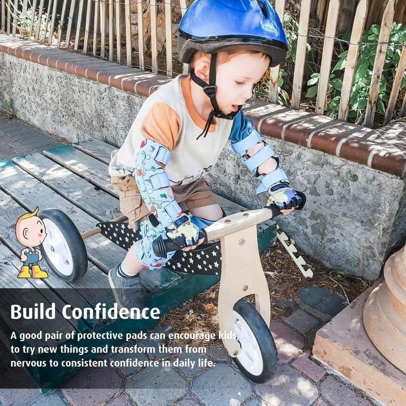 Rirool Kids Safety Gear Set - Knee, Elbow Pads & Wrist Guards For Skating, Cycling