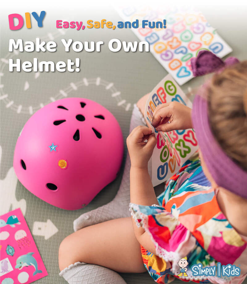 bike helmet diy ( Girls In Wonderland) Kids Helmet with DIY Stickers for Toddler, Boy, Girl
