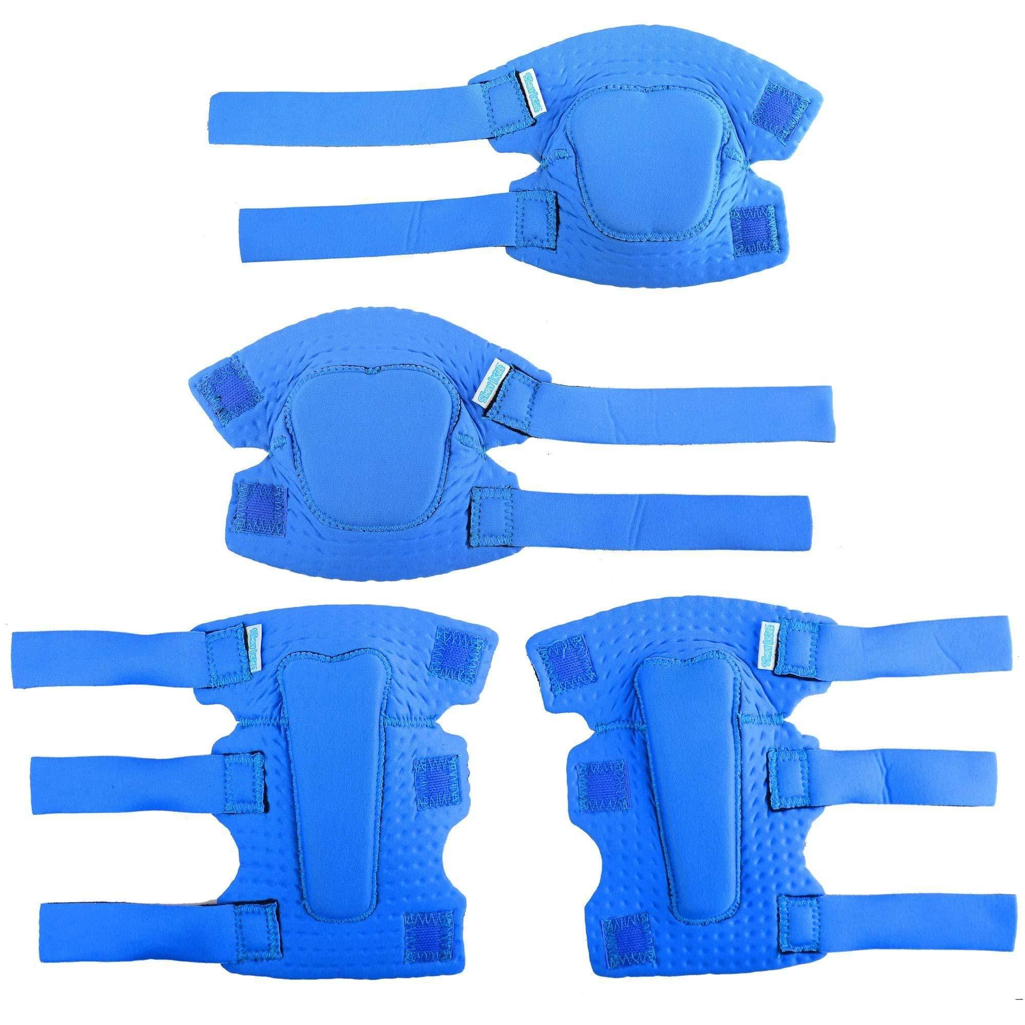 (Pure Blue) Innovative Soft Kids Knee and Elbow Pads with Bike Gloves - Simply Kids