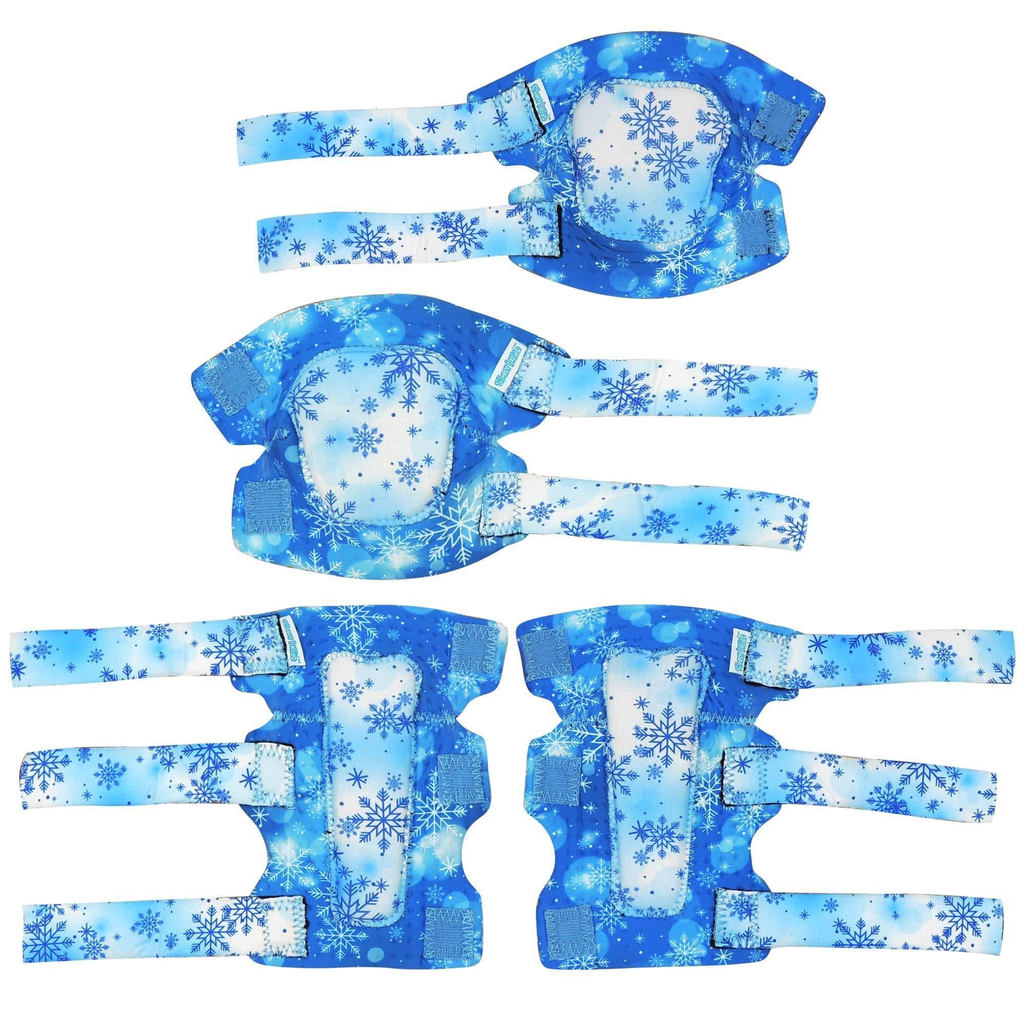 (Blue Snowflake) Innovative Soft Kids Knee and Elbow Pads with Bike Gloves - Simply Kids