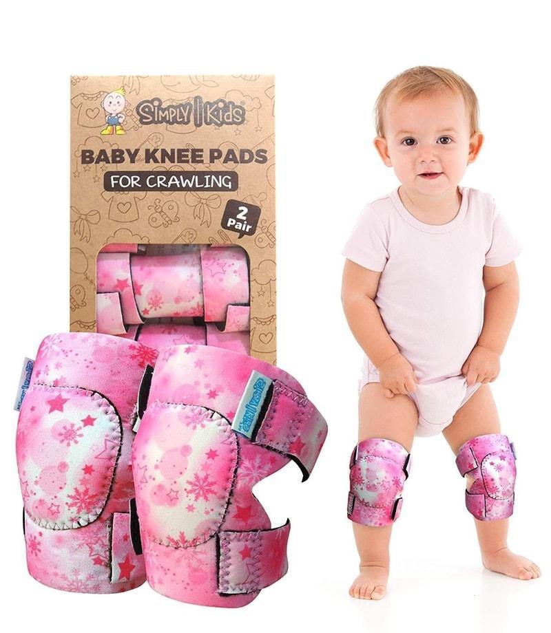 (❄Pink Snowflake) Baby Knee Pads for Crawling | Protector for Toddler, Infant, Girl, Boy - Simply Kids