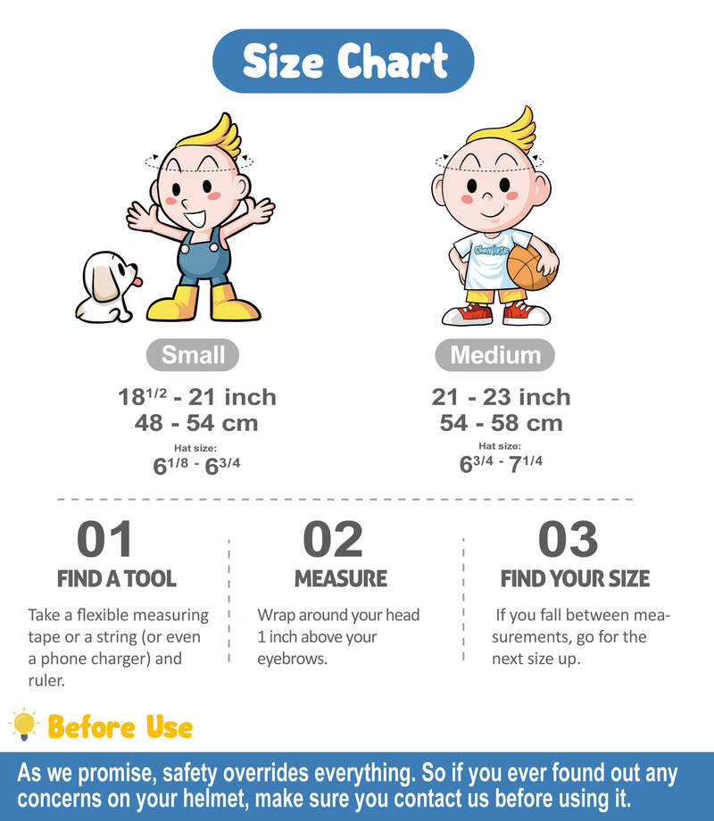 Chart How To Measure Kids Helmet Steelbird Junior Soldier Open