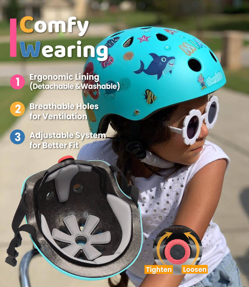 (🦈 Ocean World) Kids Helmet with DIY Stickers for Toddler, Boy, Girl