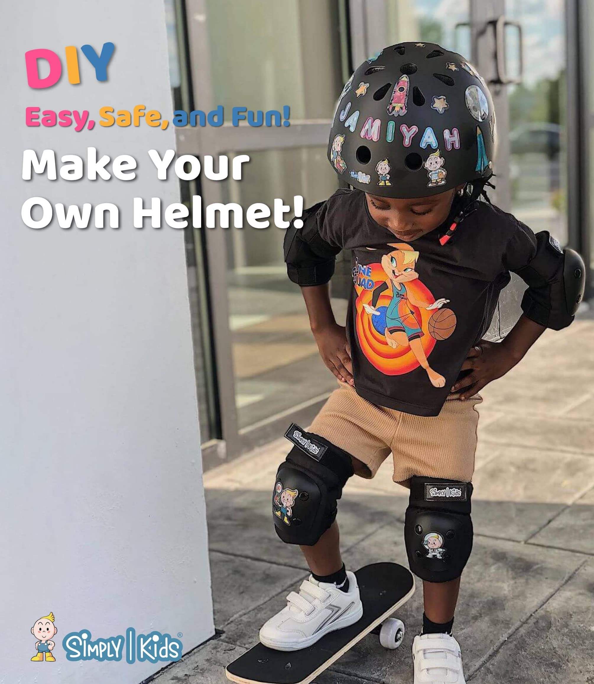 (🚀 Outer Space) Kids Helmet with DIY Stickers for Toddler, Boy, Girl