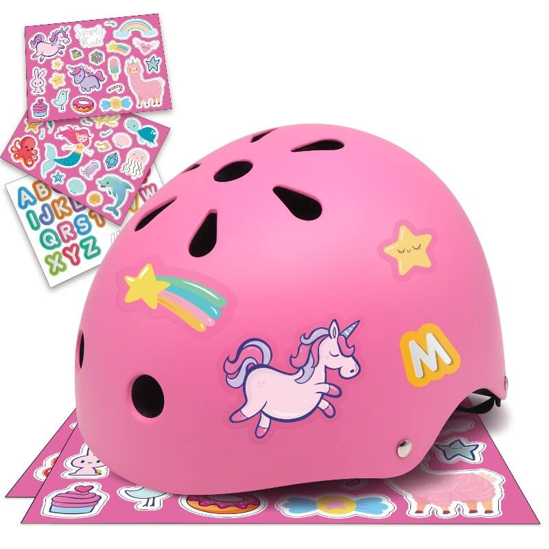 (🦄 Girls In Wonderland) Kids Helmet with DIY Stickers for Toddler, Boy, Girl