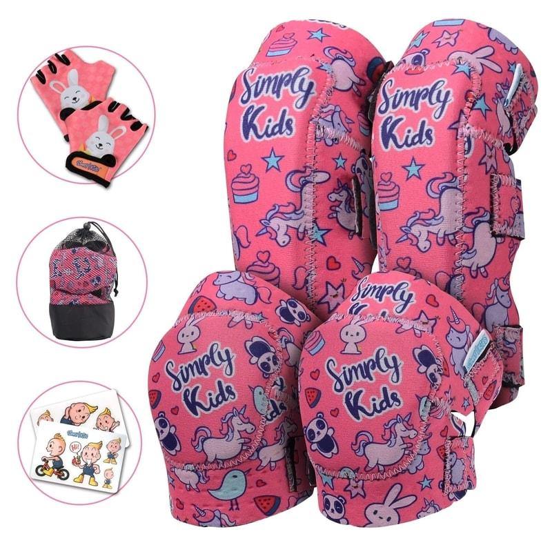 (🦄 Unicorn) Soft Kids Elbow and Knee Pads with Bike Gloves, CPSC certified | Bike Roller-Skating Skateboard Knee Pads for Toddler Children Boys Girls - Simply Kids