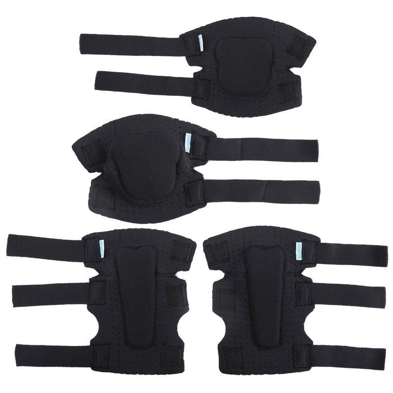 [1st Gen.] Innovative Soft Kids Elbow and Knee Pads with Bike Gloves (Black)