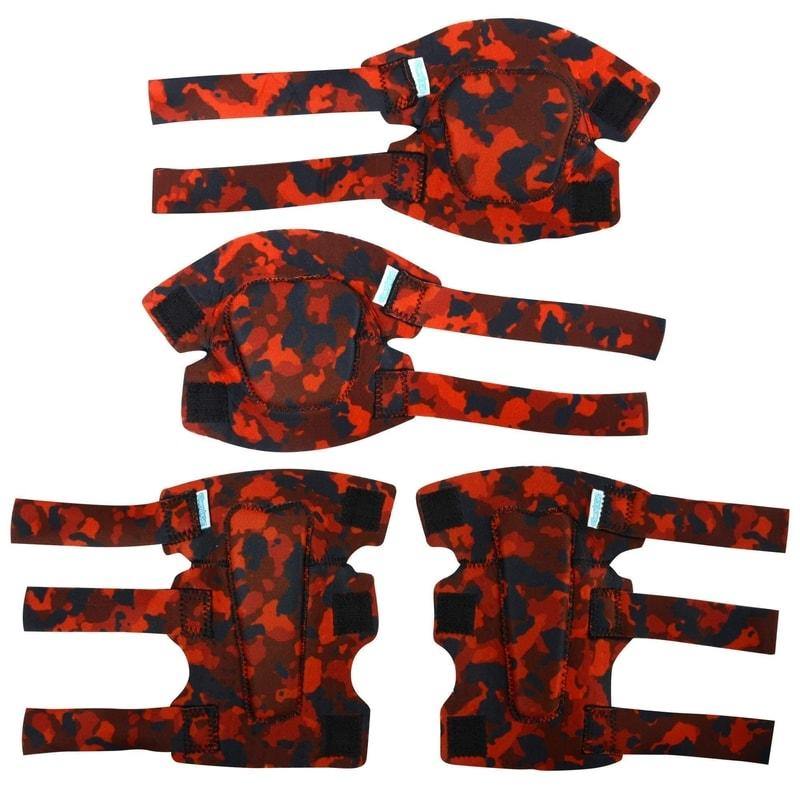 (Fire Camo) Innovative Soft Kids Knee and Elbow Pads with Bike Gloves - Simply Kids
