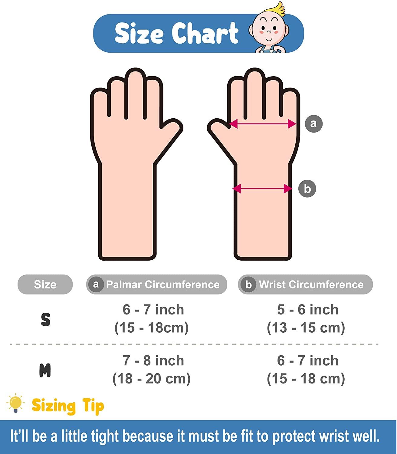 Size Chart - Kids Wrist Guards - Simply Kids