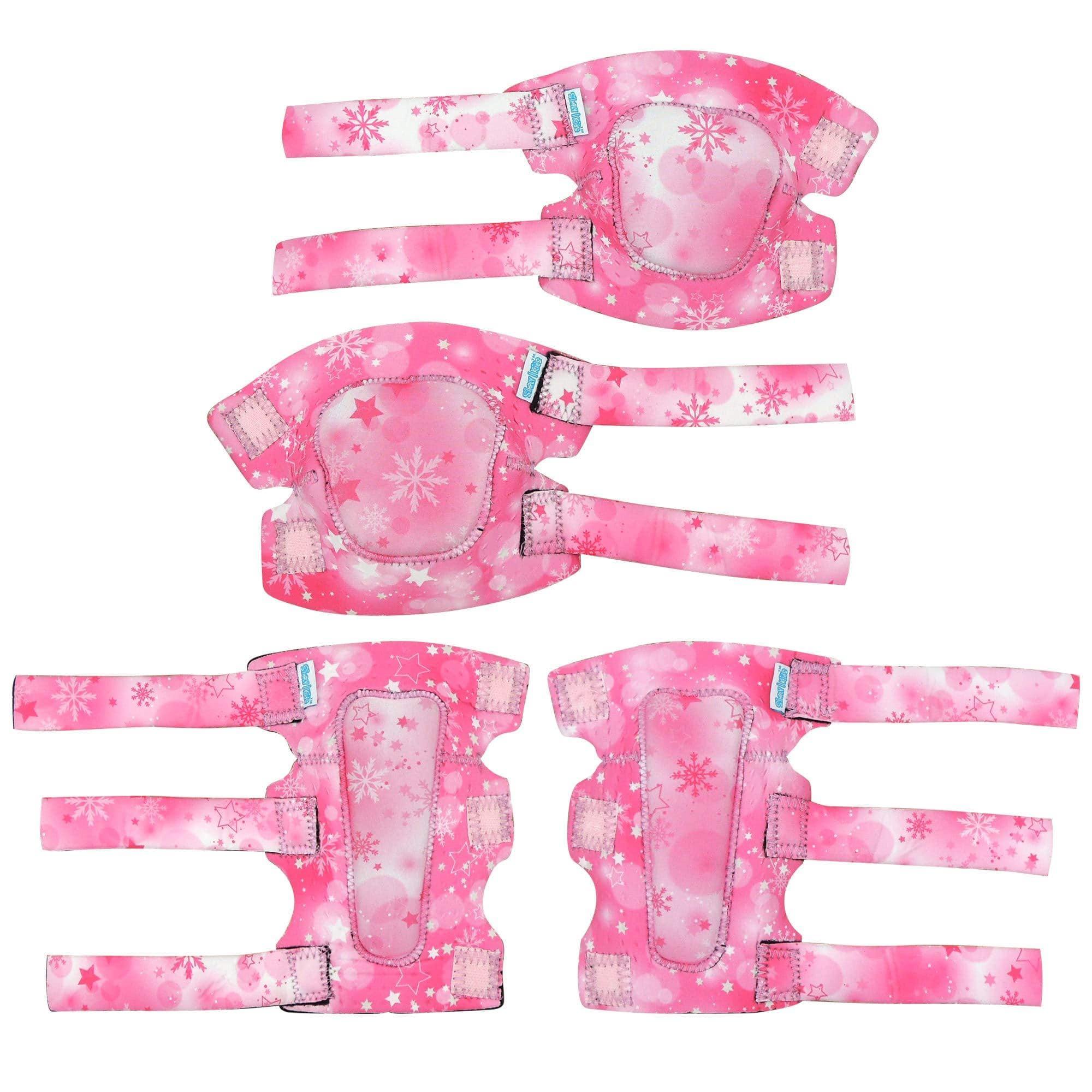 (Pink Snowflake) Innovative Soft Kids Knee Pads and Elbow Pads with Bike Gloves - Simply Kids